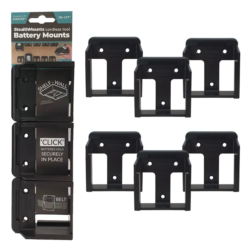 StealthMounts BM-MK18-6 - Support batterie (6pcs) pour Makita LXT 18V - noir
