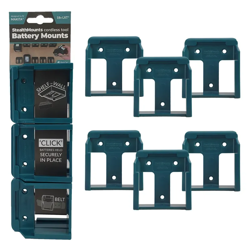 StealthMounts BM-MK18-BLU-6 - Support batterie (6pcs) pour Makita LXT 18V - bleu