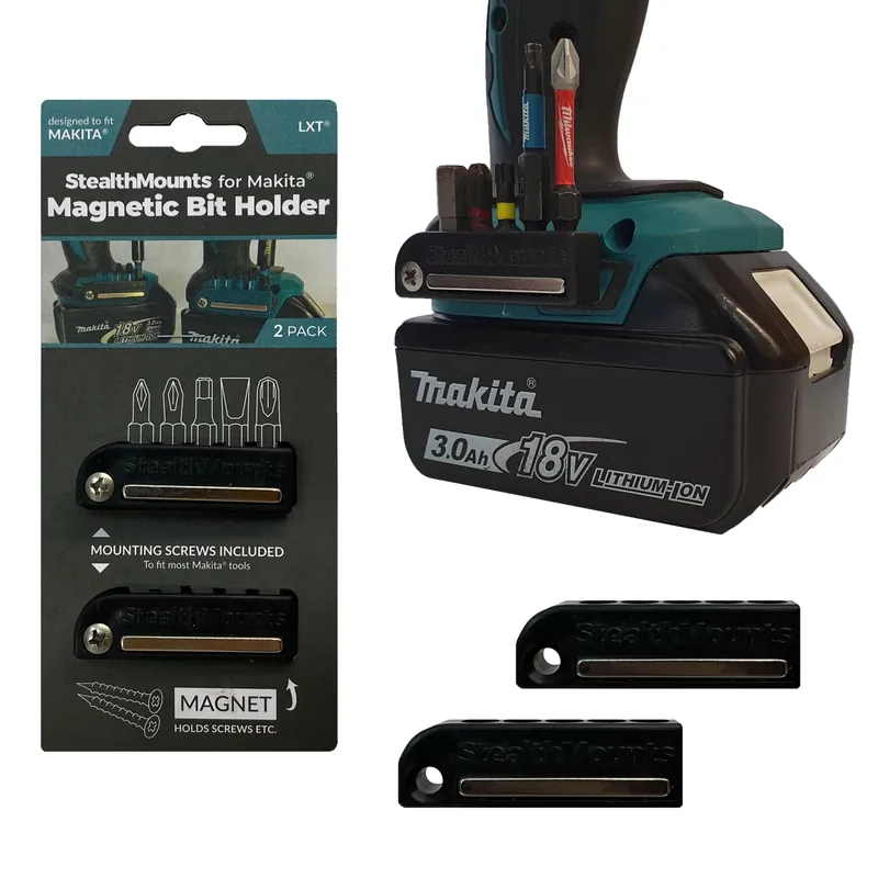 StealthMounts BH-MK-BLK-2 - Porte-embouts magnétique (2pcs) pour machines Makita LXT - noir