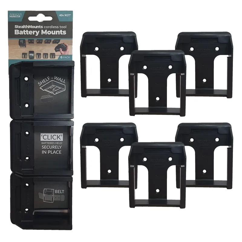 StealthMounts BM-MK40-BLK-6 - Support batterie (6pcs) pour Makita 40V XGT - noir