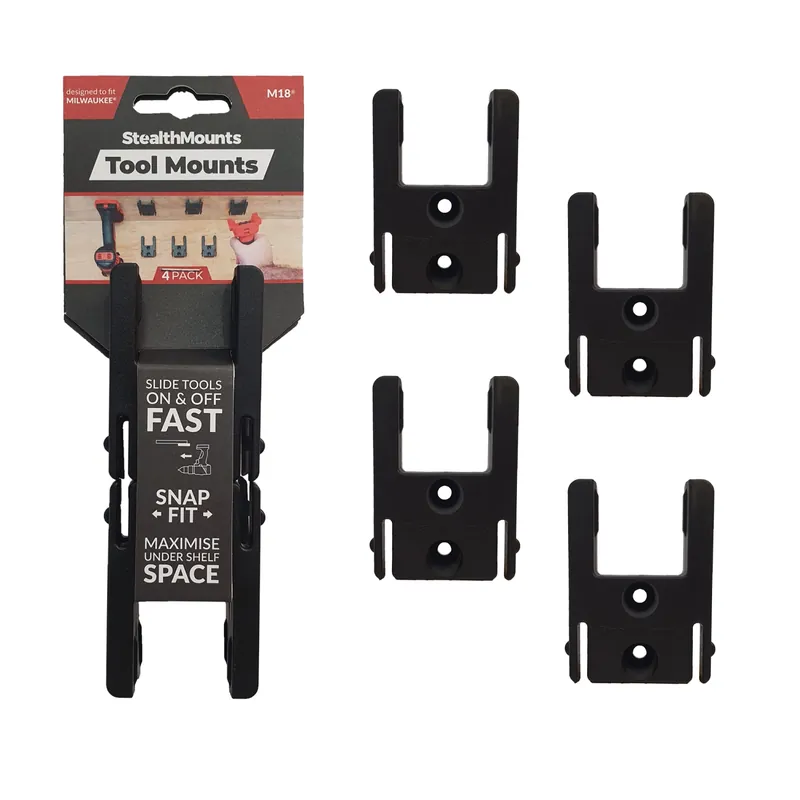 StealthMounts TM-MW18-BLK-4 - Support de machine (4pcs) pour Milwaukee M18 - noir