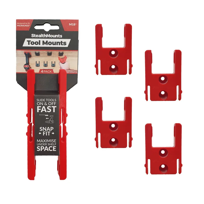 StealthMounts TM-MW18-RED-4 - Support de machine (4pcs) pour Milwaukee M18 - rouge