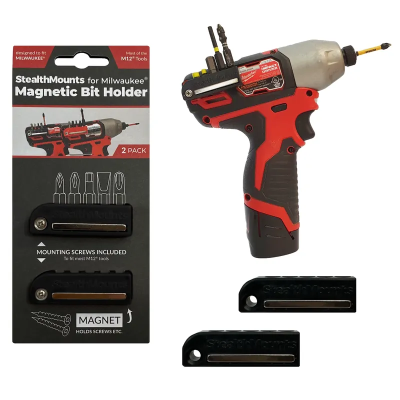 StealthMounts BH-MW12-BLK-2 - Porte-embouts magnétique (2pcs) pour machines Milwaukee M12 - noir