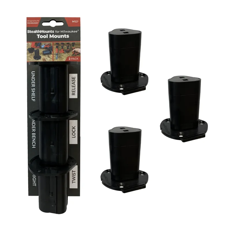 StealthMounts TM-MW12-BLK-3 - Support de machine (3pcs) pour Milwaukee M12 - noir