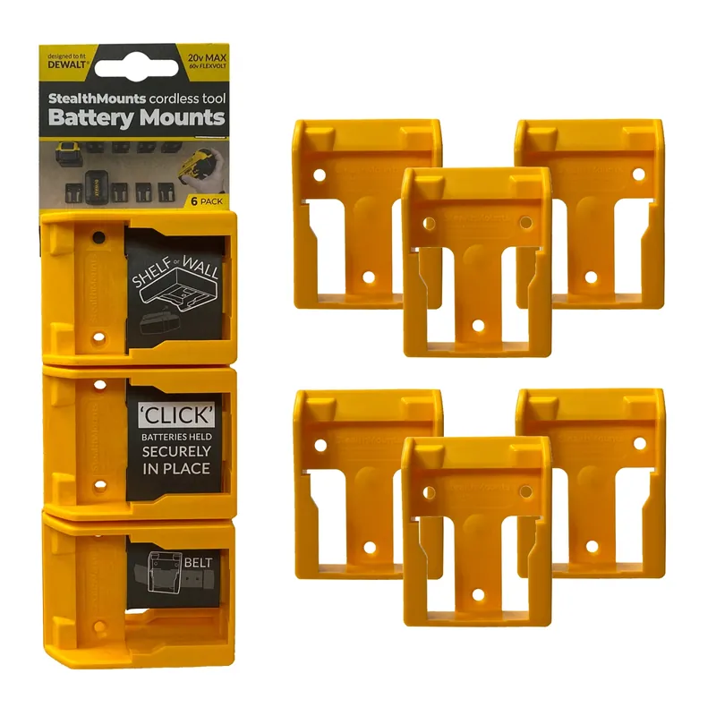 StealthMounts BM-DW20-YLW-6 - Support batterie (6pcs) pour DeWALT XR & Flexvolt - jaune