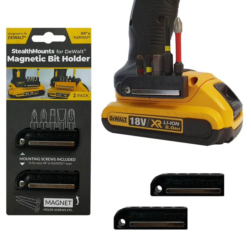 StealthMounts BH-DW-BLK-2 - Porte-embouts magnétique (2pcs) pour machines DeWALT XR & FlexVolt - noir