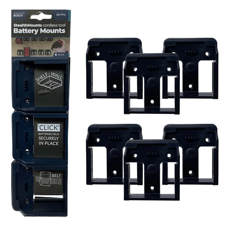 StealthMounts BM-BO18-BLU-6 - Support batterie (6pcs) pour Bosch 18V - bleu