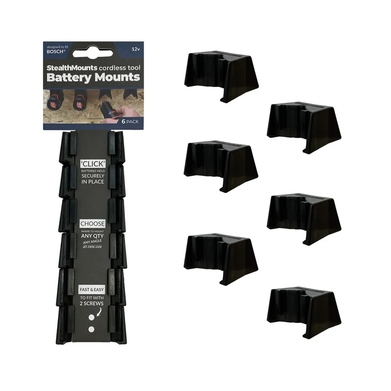 StealthMounts BM-BO108-BLK-6 - Support batterie (6pcs) pour Bosch 10.8/12V - noir