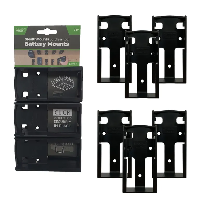 StealthMounts BM-FT18-BLK-6 - Support batterie (6pcs) pour Festool 18V - noir