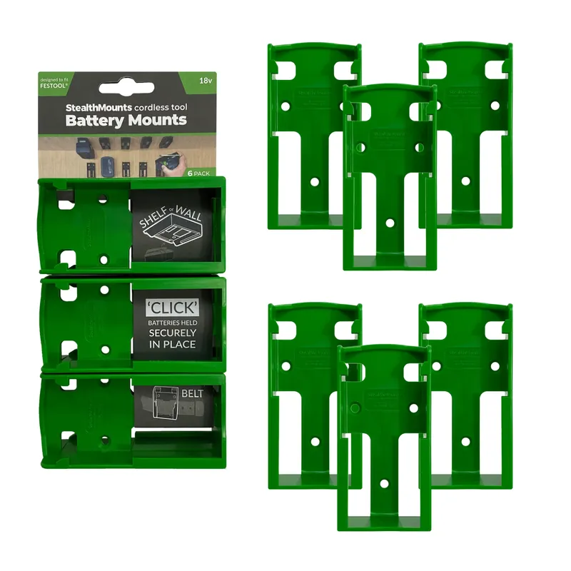 StealthMounts BM-FT18-GRN-6 - Support batterie (6pcs) pour Festool 18V - vert