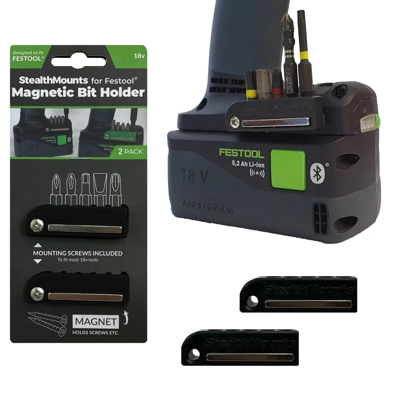 StealthMounts BH-FT-BLK-2 - Porte-embouts magnétique (2pcs) pour machines Festool - noir