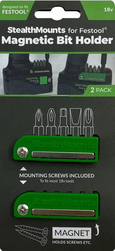 StealthMounts BH-FT-GRN-2 - Porte-embouts magnétique (2pcs) pour machines Festool - vert