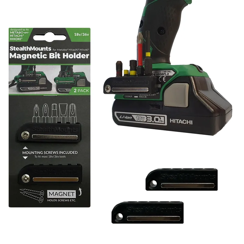StealthMounts BH-MHH-BLK-2 - Porte-embouts magnétique (2pcs) pour machines Hikoki/Metabo - noir