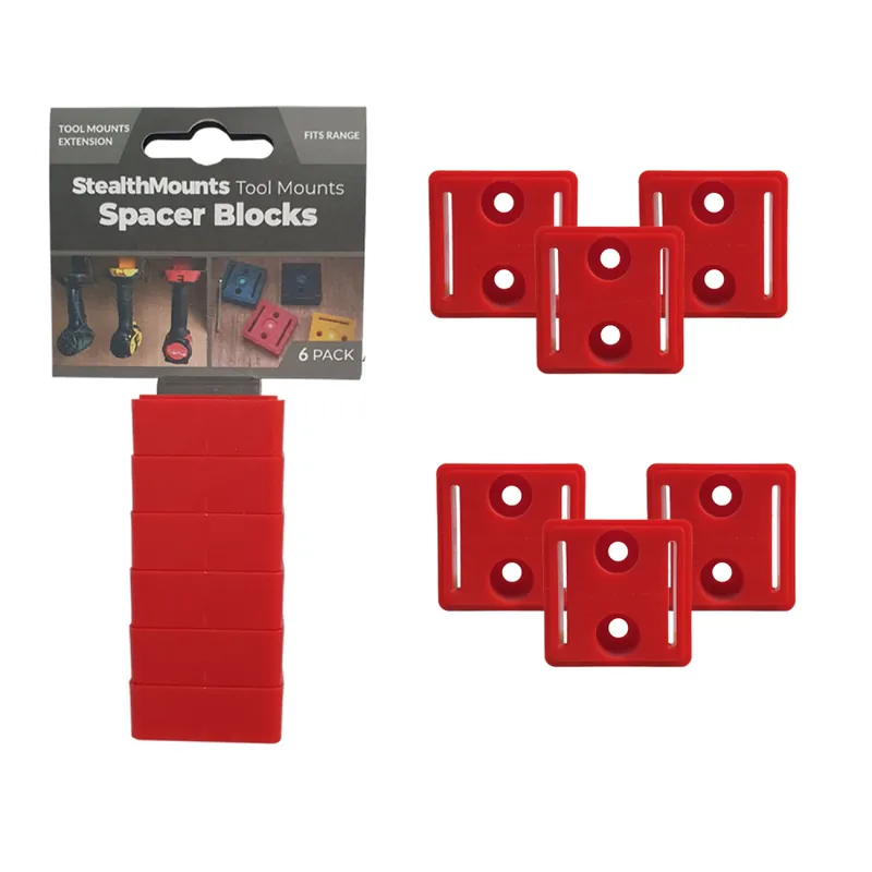 StealthMounts TMSPACE-RED-6 Blocs d‘écartement pour support d‘outils - 12 mm - pour Milwaukee M18 - rouge - 6 pièces