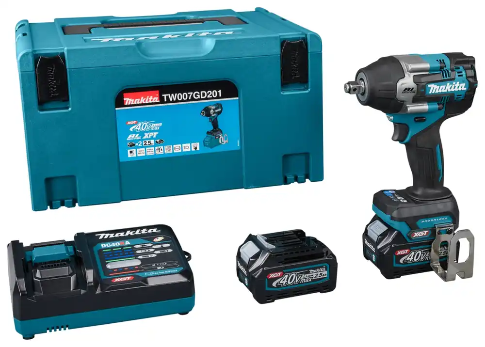 Makita TW007GD201 Boulonneuse à chocs sans-fil - XGT 40V max Li-ion - 2 batteries 2,5 Ah - MBOX