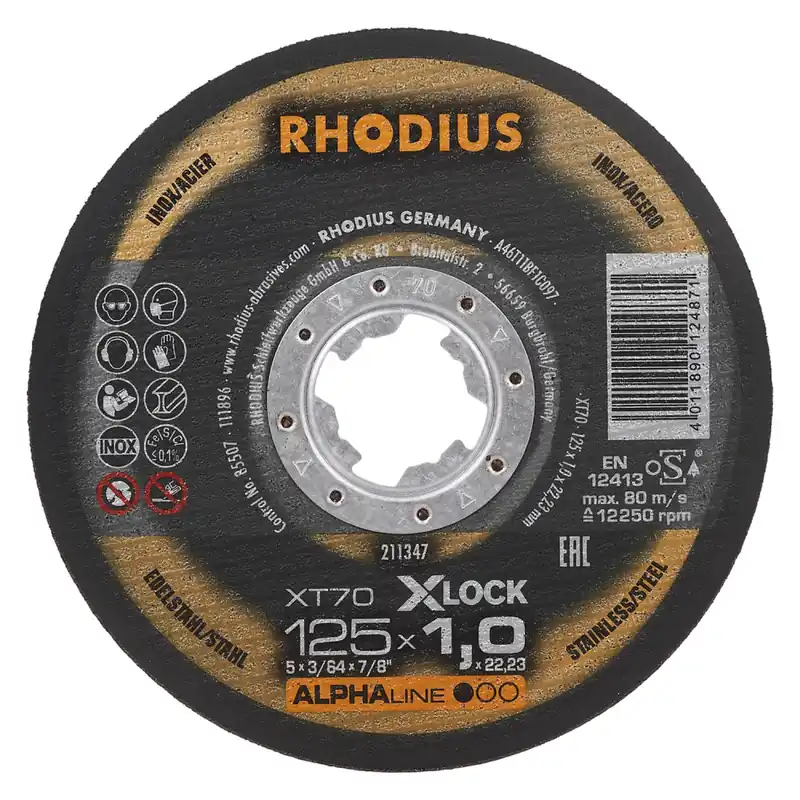 Rhodius 211347 ALPHAline I XT70 Disque à tronçonner - 125 x 1,0 x 22,23 (x25)