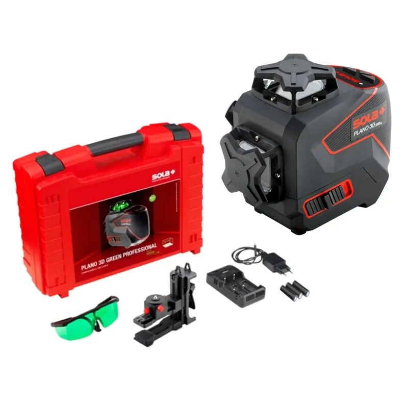 Sola PLANO 3D Green Professional 360° Laser à croix dans un coffret - Vert