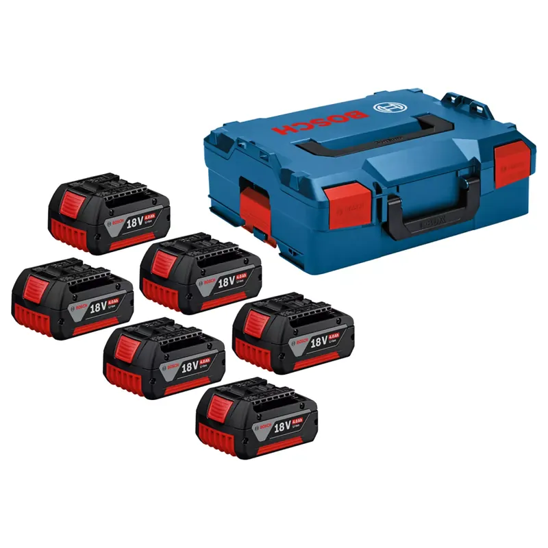 Bosch 1600A02A2S Kit de 6 batteries dans un coffret L-BOXX - 6 batteries 18 V 4,0 Ah