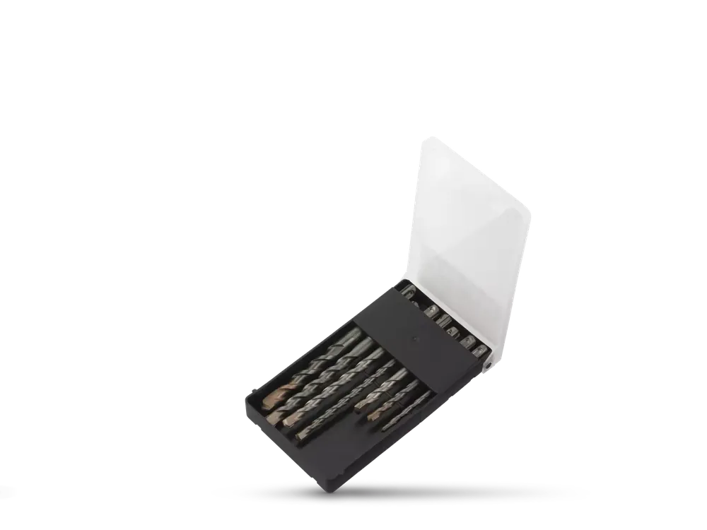 Fit-to-Fix 4000130007 Jeu de forets perforateurs - universel - SDS-Plus Premium - 7 pièces - 2 couteaux - PVC - 5-6-8 x 110 mm / 6-8-10-12 x 160 mm