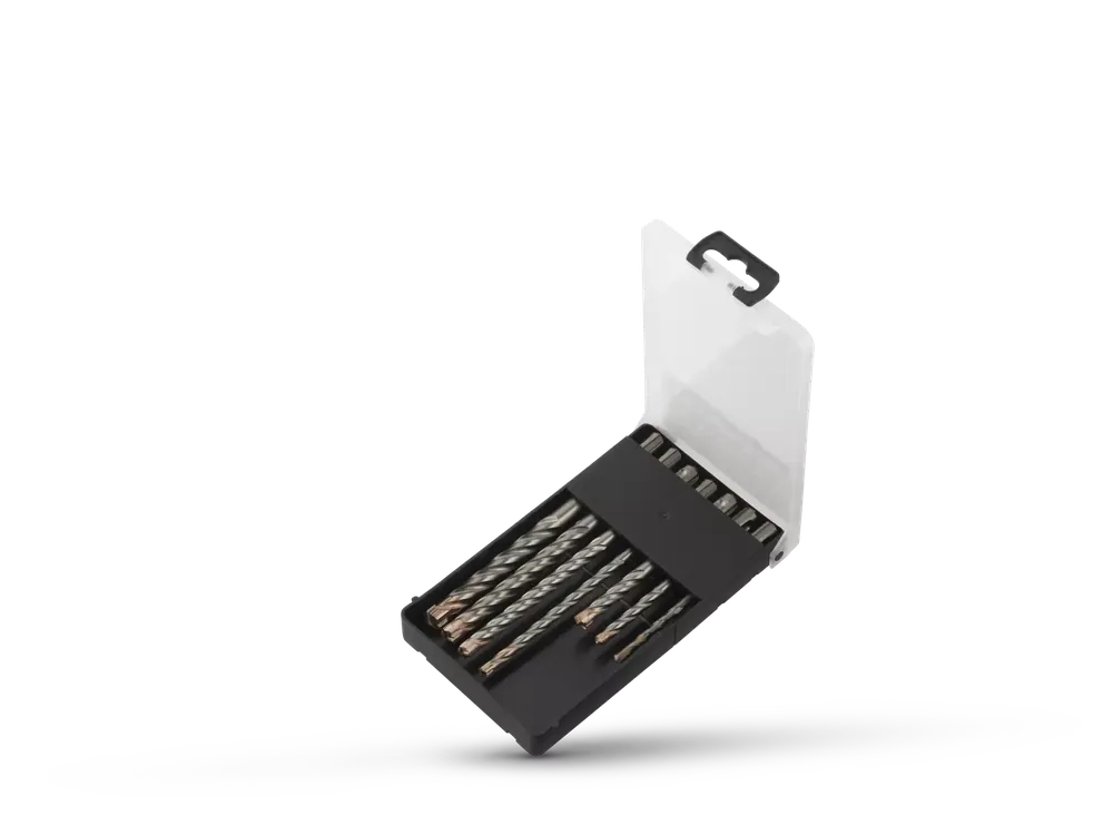 Fit-to-Fix 4000130008 Jeu de forets perforateurs - universel - SDS-Plus Premium - 7 pièces - 2/4 couteaux - acier - 5-6-8 x 110 mm / 6-8-10-12 x 160 mm