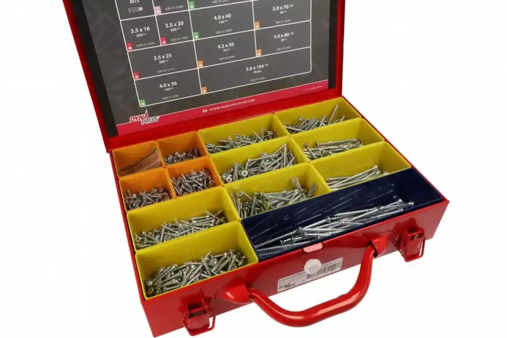 Dynaplus 0289.01.00410 Jeu de vis pour panneaux d‘aggloméré 1600 pièces - Intérieur - Zingué - Torx