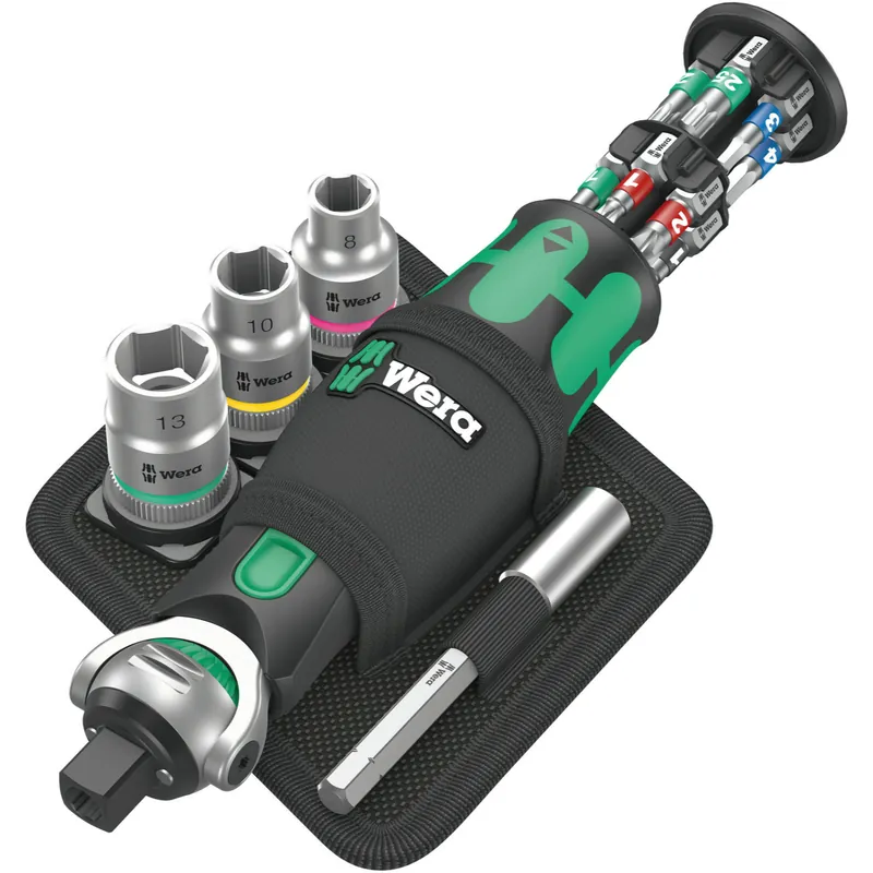 Wera 05004281001 Ensemble de 18 pièces 8009 Zyklop Pocket Set 2 Jeu de cliquets et douilles - 3/8" + 1/4"
