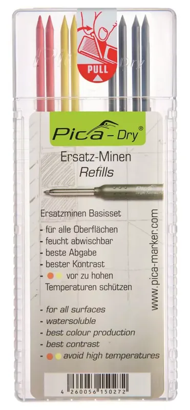 Pica 4030 Dry - Mines de rechange - Graphite - Rouge - Jaune