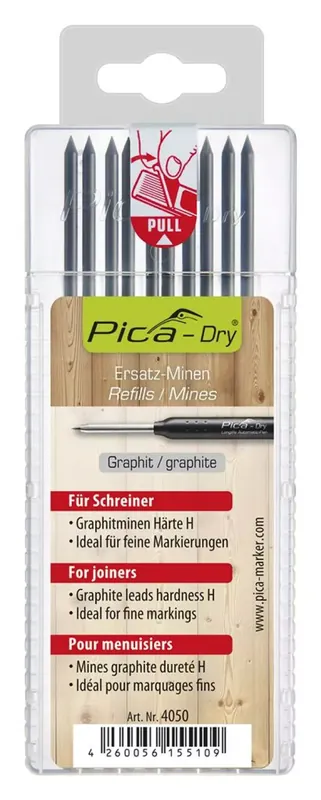 Pica 4050 Dry Navulling in blister - Timmerlieden/Meubelmakers (10st)Pica 4050 Mines de rechange - sous blister - Charpentiers/Menuisiers (10 pcs)