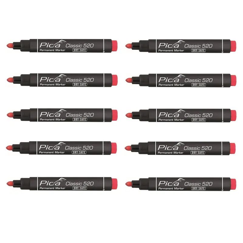 Pica 520/40 Marqueur Permanent - Rond - Rouge - 1-4mm (10pcs)