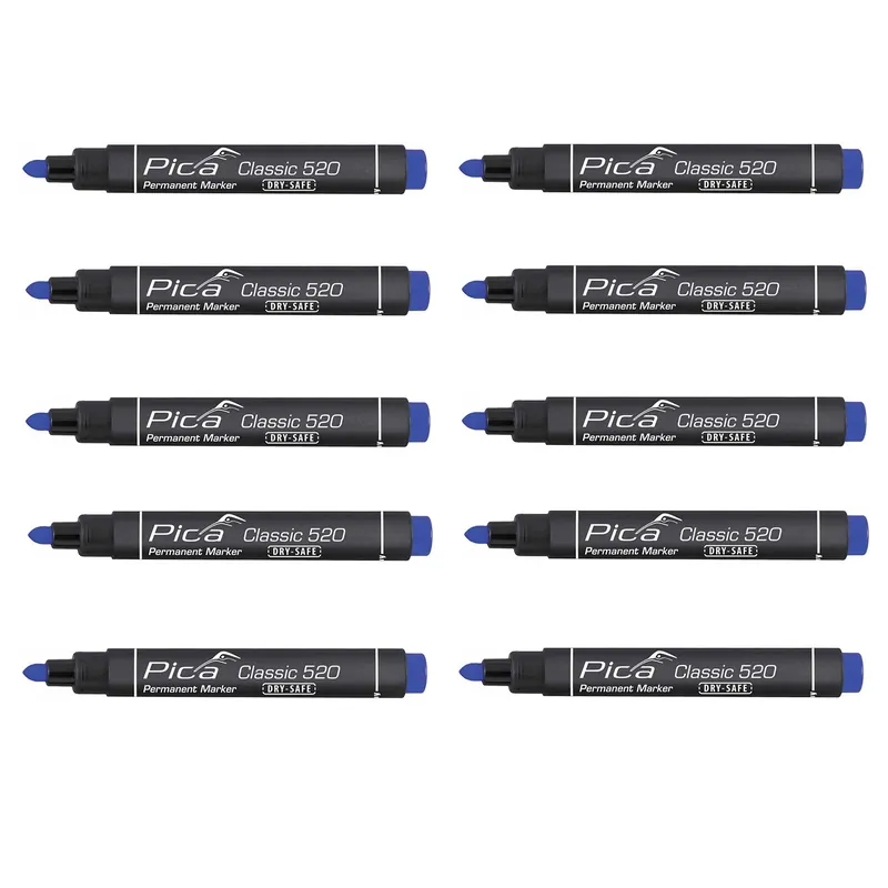 Pica 520/40 Marqueur Permanent - Rond - Bleu - 1-4mm (10 pcs)