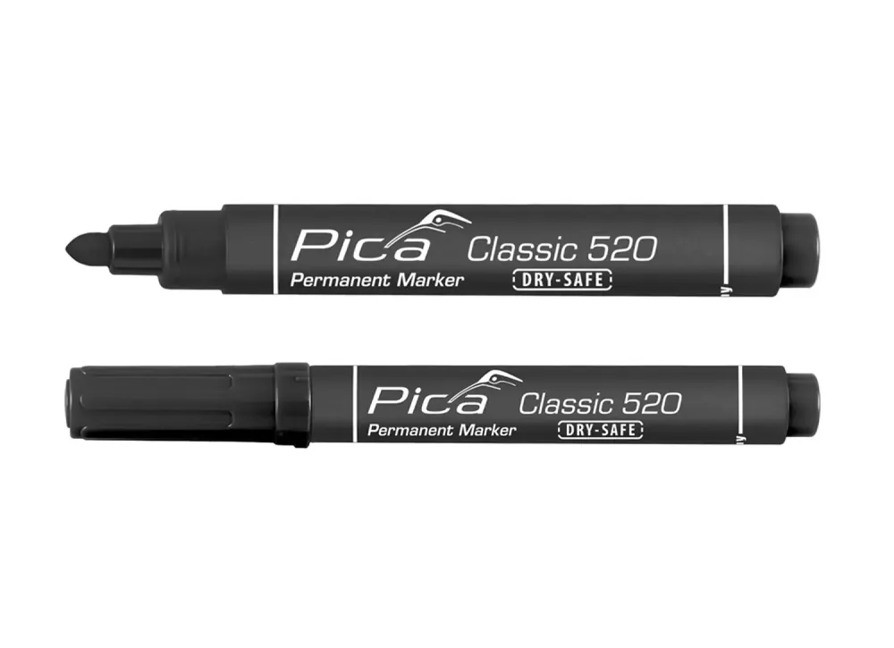 Pica 520/46-10 Marqueur permanent - Rond - Noir - 1-4mm (10 pcs)