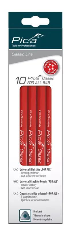 Pica 5PI54024-10 Classic - Crayon pour menuisiers (10pcs) - 240mm - graphite
