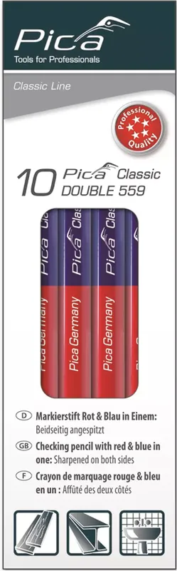 Pica Classic DOUBLE 559 - Crayon Rouge/blue - 175mm (10pcs)