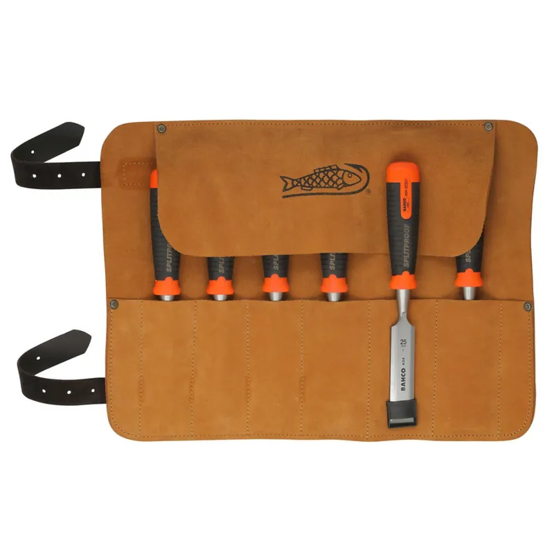 Bahco 434-S6-LR - Set ciseaux à bois ERGO (6pcs) - incl étui en cuir