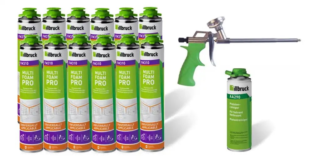 Illbruck PUR Super Set - Mousse PU FM310 (12pcs) - avec pistolet et nettoyant