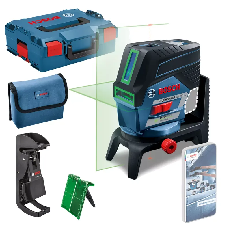 Bosch GCL 2-50 CG SOLO 12 V Li-Ion batterie Laser à ligne et point corps dans L-Boxx - vert - 20 m