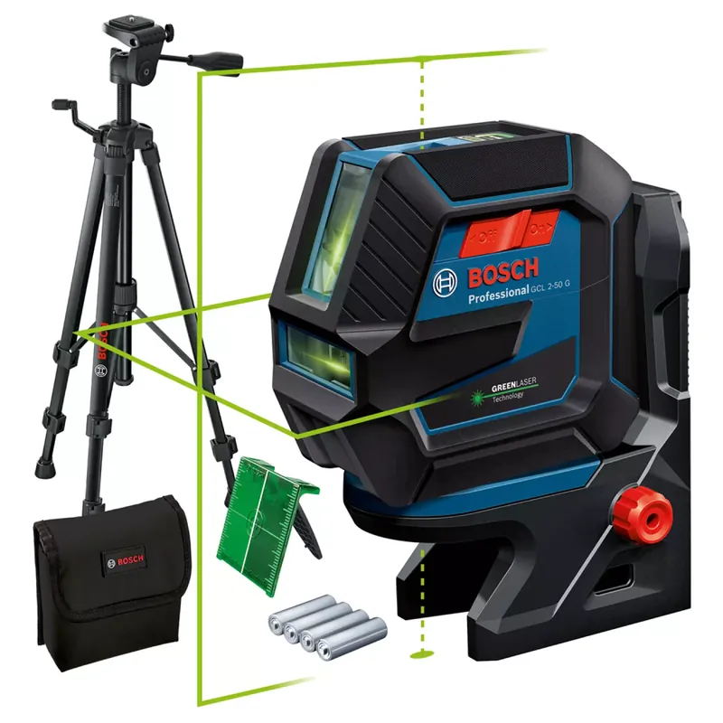 Bosch GCL 2-50 G Laser à croix + support + trépied dans une mallette de rangement - 15 m