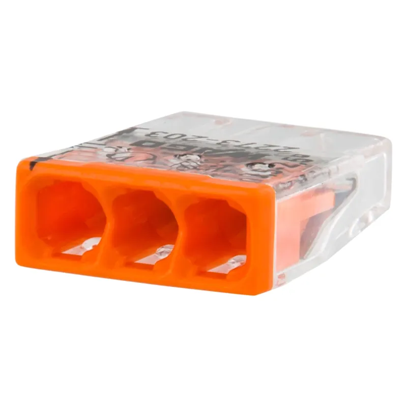 Wago 2273-203 Pince à souder 3-trous - 3 x 0.5 - 2.5 mm² - Transparent-orange (100pcs)
