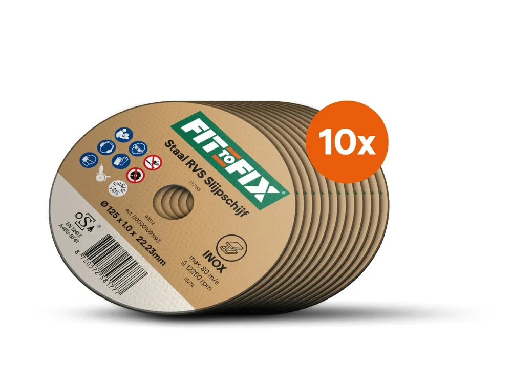 Fit-to-Fix -Disque à meuler en acier inoxydable - 125 mm - 10 pièces en boîte