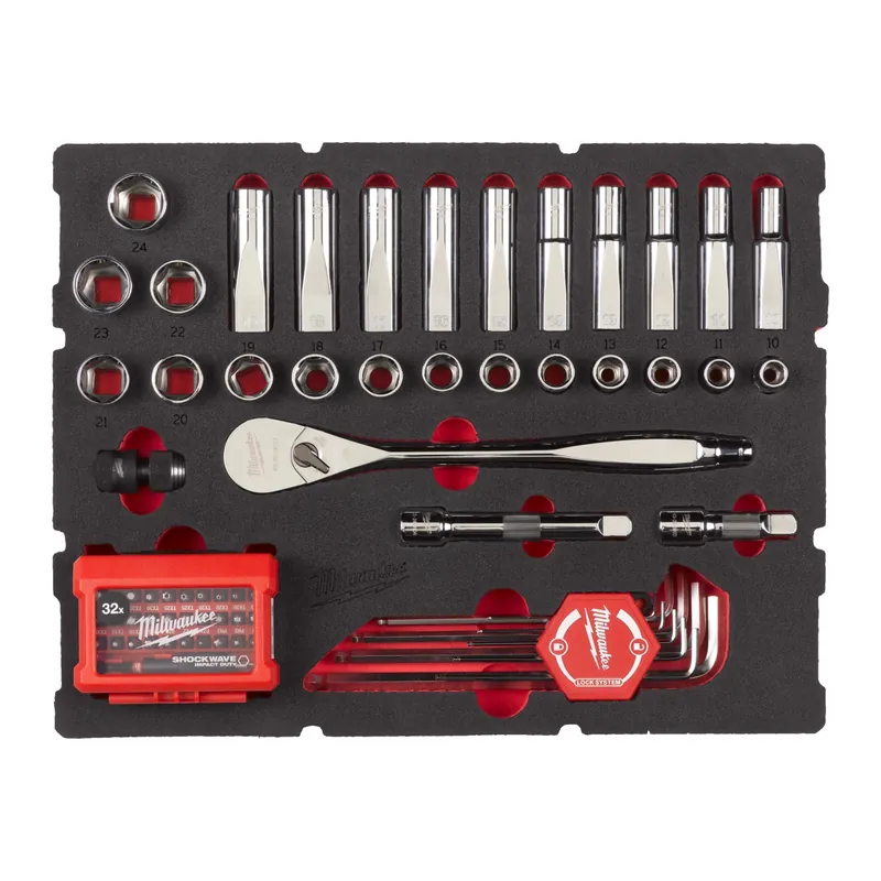Milwaukee 4932480716 Jeu de douilles pour incrustations en mousse 1/2‘‘ PACKOUT