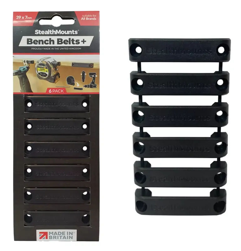 StealthMounts BB-PL-BLK-6 -Sangle murale pour outils+ - 6 pièces - Noir