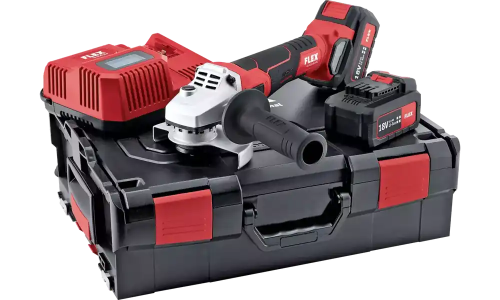 Flex LB 125 18.0-EC/5.0 Kit Meuleuse d‘angle sans fil Li-Ion (2x 5,0 Ah) dans L-Boxx - 125 mm - variable - 18 V