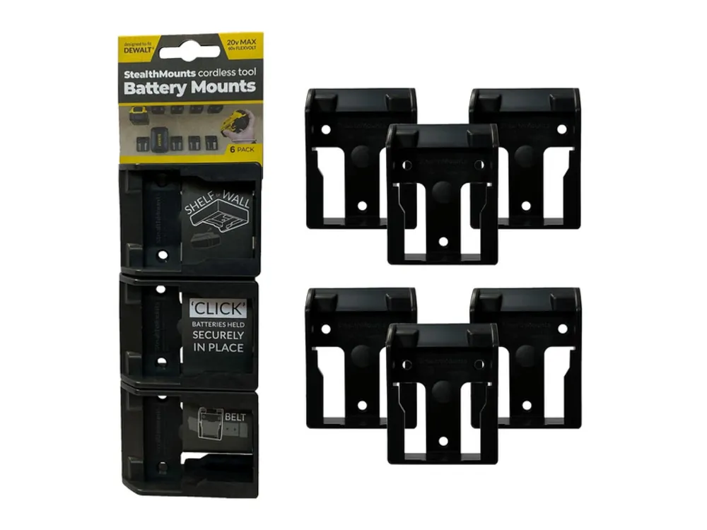 StealthMounts BM-DW20-BLK-6 - Supports de batterie StealthMounts DeWalt 20v - 6 pièces