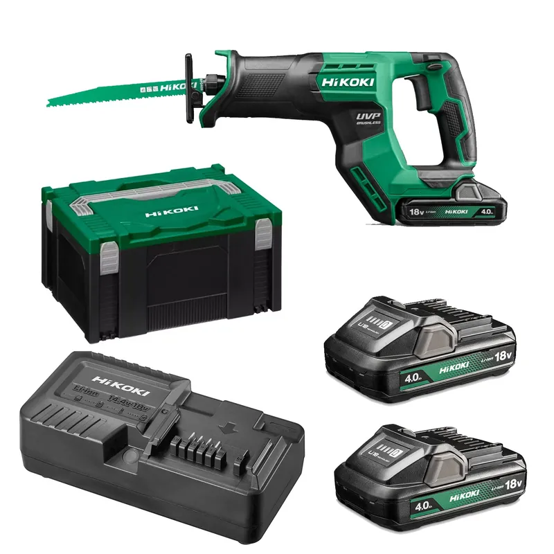 Scie sauteuse sans fil HiKOKI CR18DMAWWZ - 18 V - 130 mm avec 2 batteries 4,0 Ah et chargeur dans un coffret HSC III