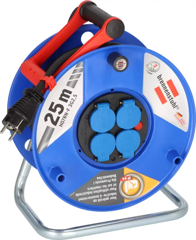 Brennenstuhl Enrouleur de câble Garant IP44 pour chantier et professionnel 25m H07RN-F 3G2.4