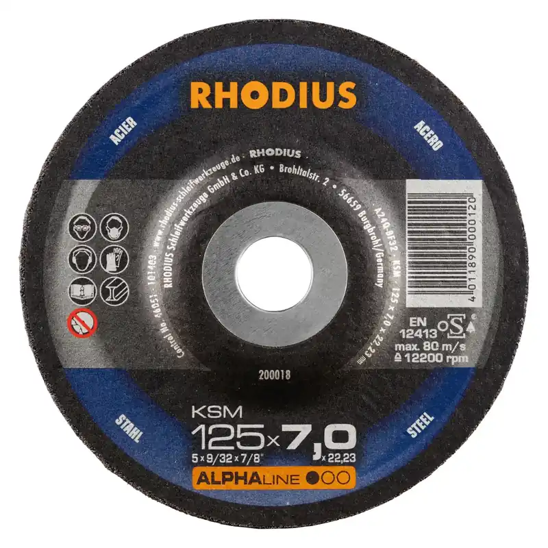 Rhodius 200018 KSM ALPHALINE l Disque d‘ébarbage 125 x 22,23 x 7mm (25 pcs)