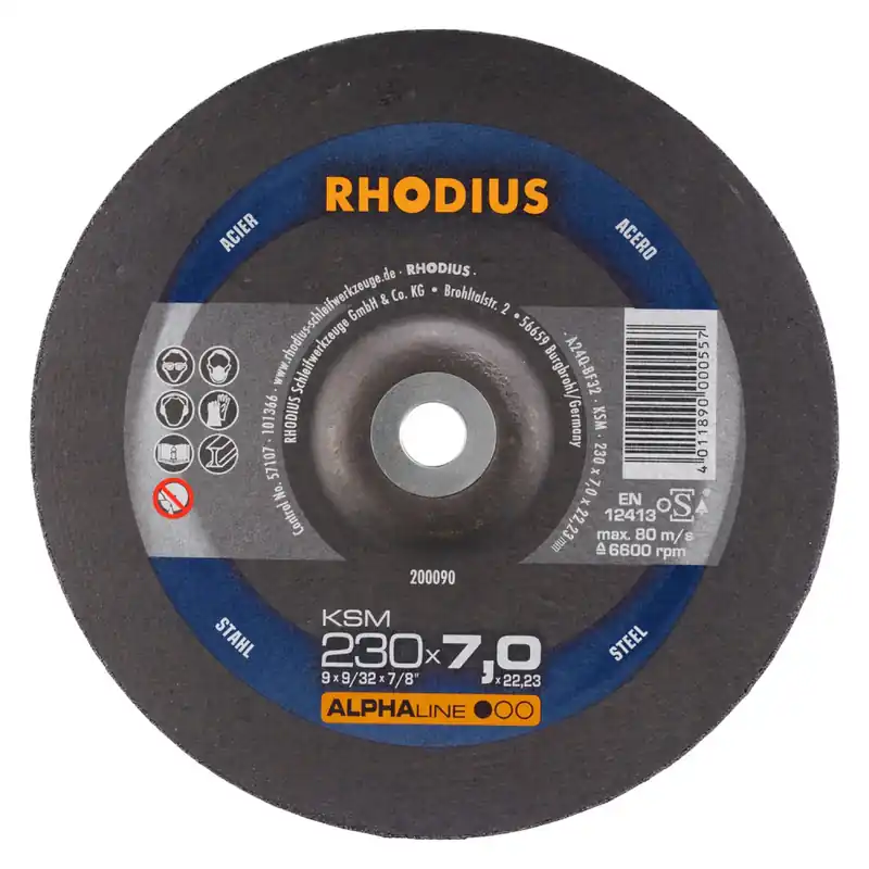 Rhodius 200090 KSM ALPHALINE l Disque de ponçage 230 x 22,23 x 7mm (10 pièces)