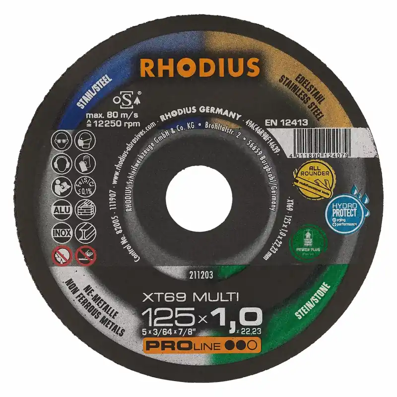 Rhodius 211203 XT69 MULTI PROline ll Disque à tronçonner extra fin 125x1,0x22,23 (25 pcs)
