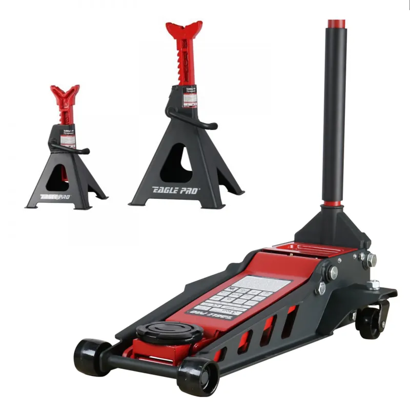 Eagle Pro E-1525C cric de garage professionnel extra bas 2.5T + E-1903 Supports d‘essieu 2 pcs 3T