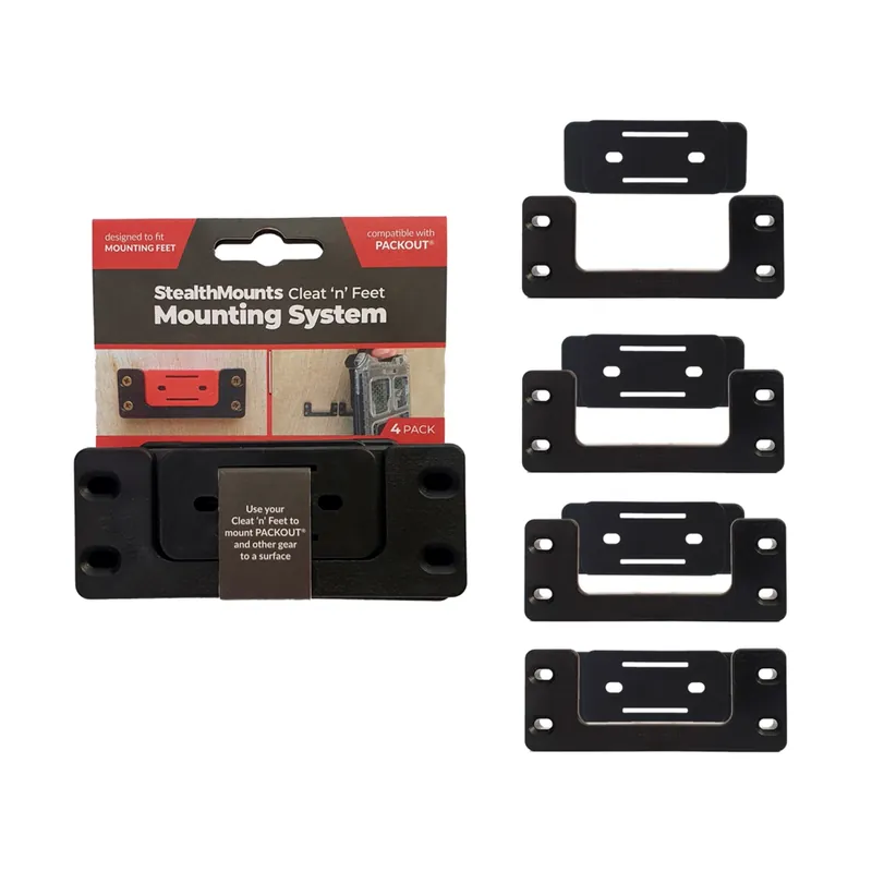 StealthMounts Système de Montage Cleat ‘n‘ Feet OM-CLFT-BLK-4 - Noir - 4 pièces